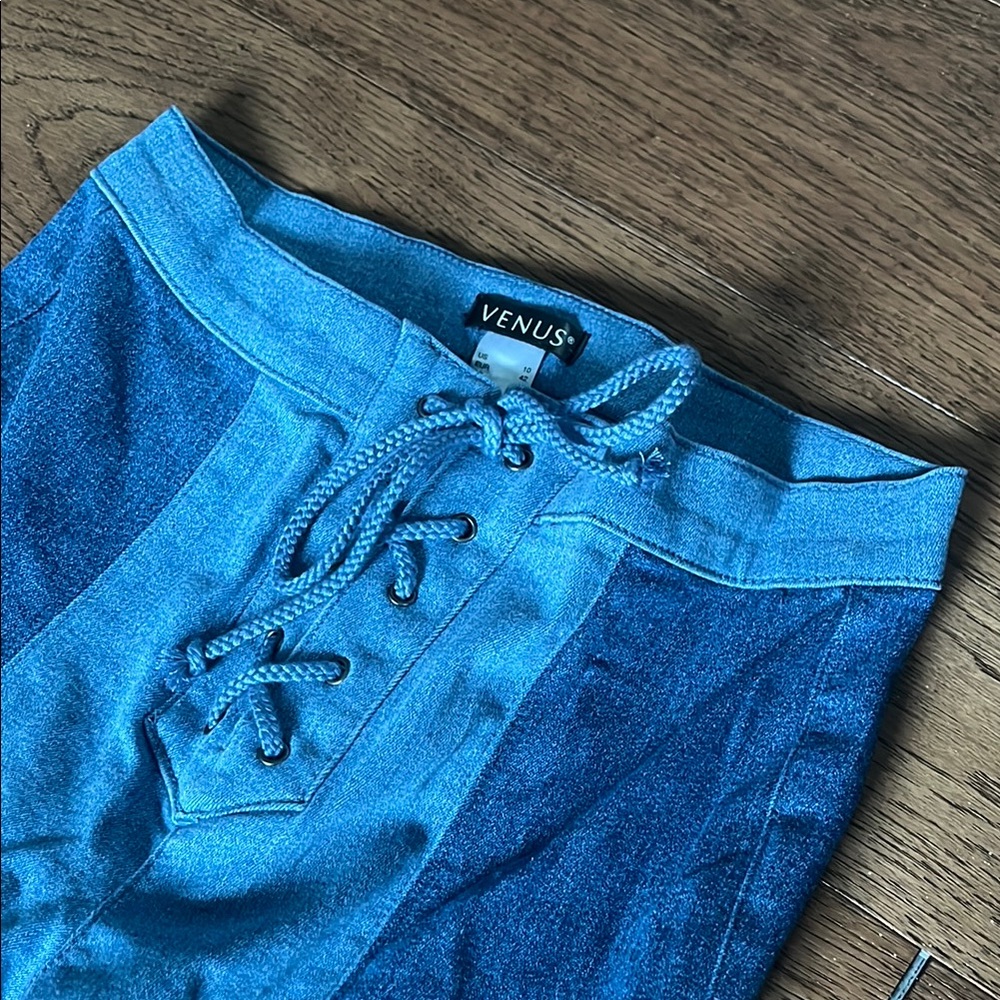 Venus Denim Patchwork Flare Jeans - image 3